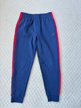 Polo by Ralph Lauren Navy Jogger Pants with Red Side Stripe